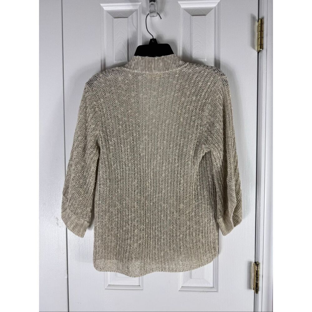 Eileen Fisher Womens Cream Cardigan Linen Blend Sweater Size Small - Picture 4 of 4